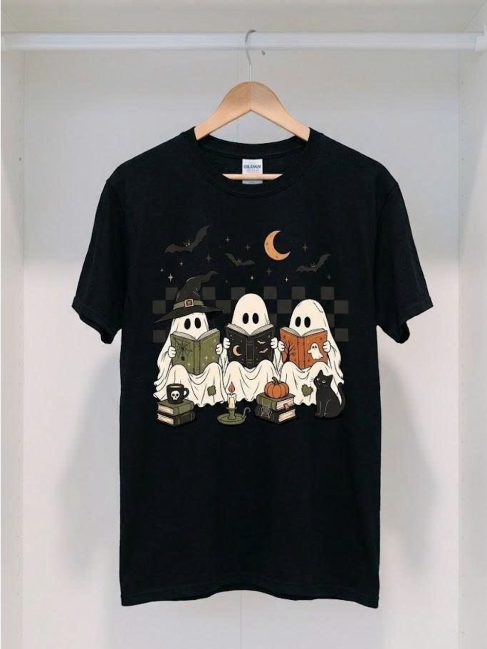 Vintage Spooky Book Club Ghost Shirt Halloween Cottagecore Tee
